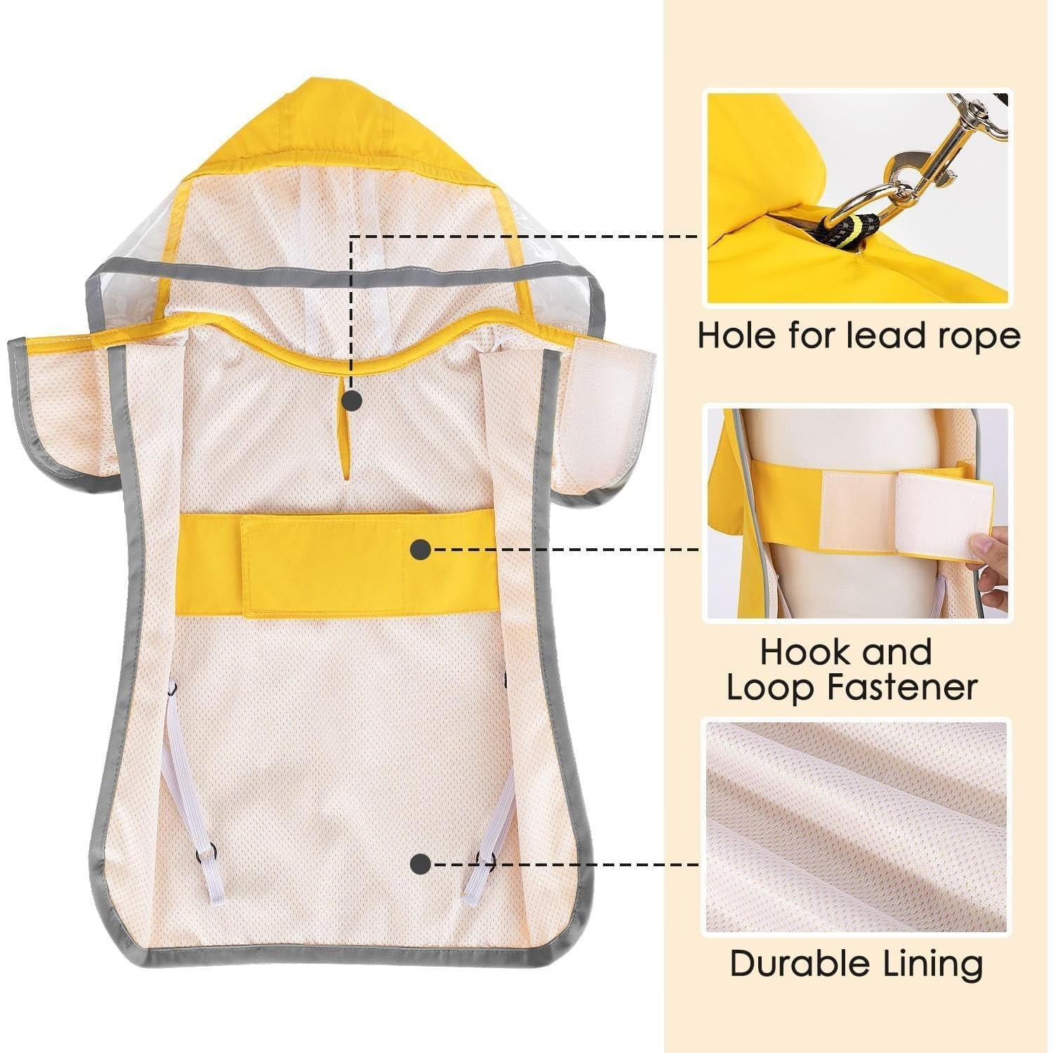 Dog Raincoat, Adjustable Dog Rain Jacket with Clear Hooded Double Layer