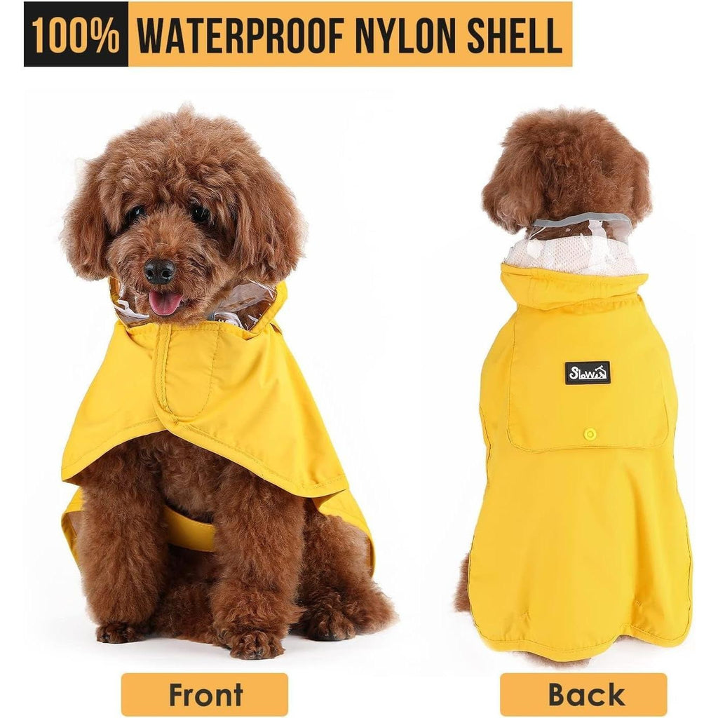 Dog Raincoat, Adjustable Dog Rain Jacket with Clear Hooded Double Layer