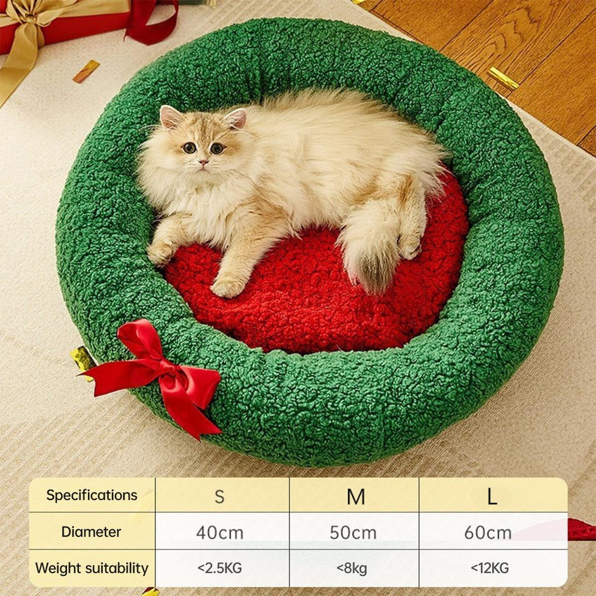Christmas Cat Dog Beds Nest Mats, Warm Winter Pet Beds House, Gifts,Cute Cave Design