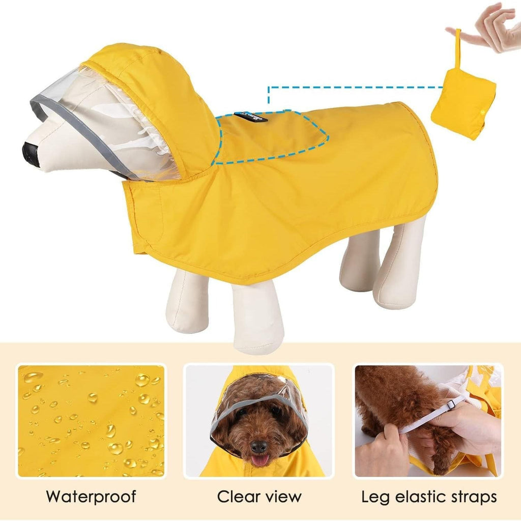 Dog Raincoat, Adjustable Dog Rain Jacket with Clear Hooded Double Layer