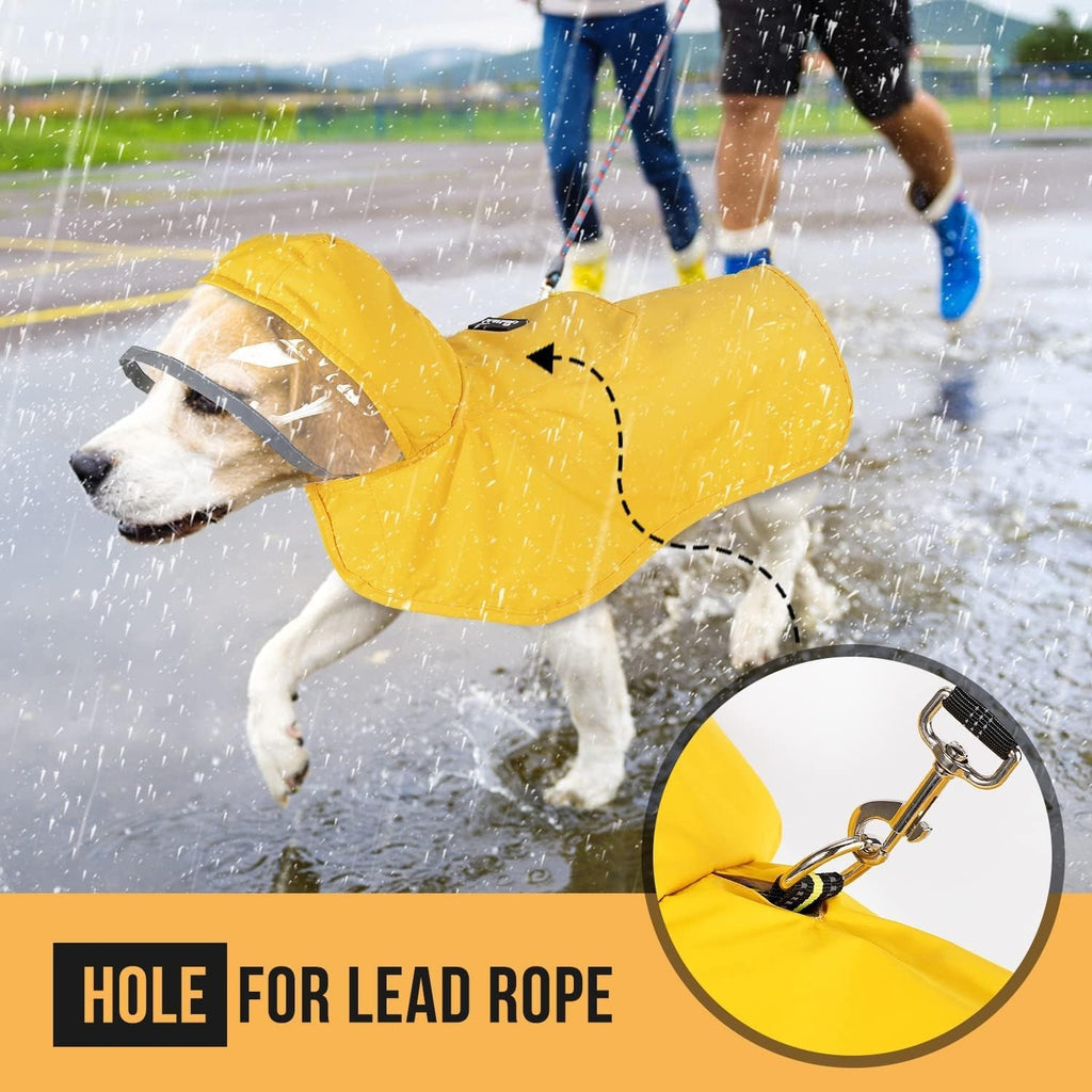 Dog Raincoat, Adjustable Dog Rain Jacket with Clear Hooded Double Layer