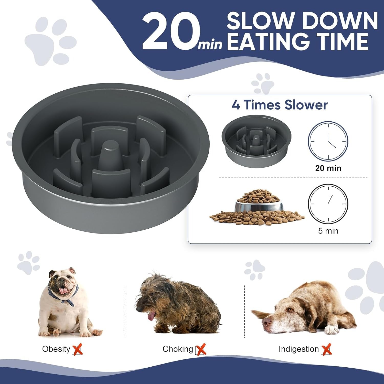 Adjustable Dog Bowls Slow Feeder 2 in 1