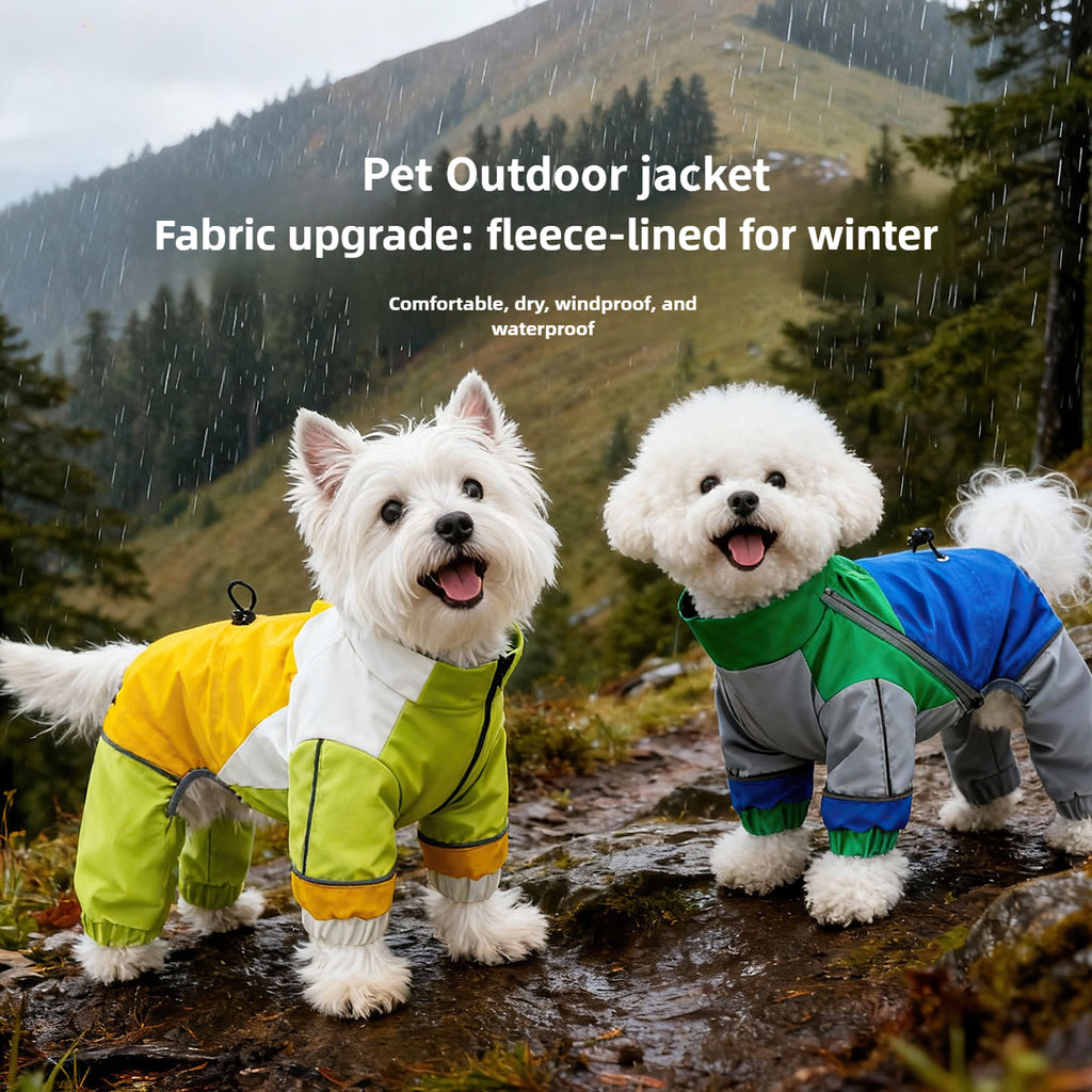 Dog Outdoor Jacket Raincoat, Waterproof and Windproof, Leash-compatible
