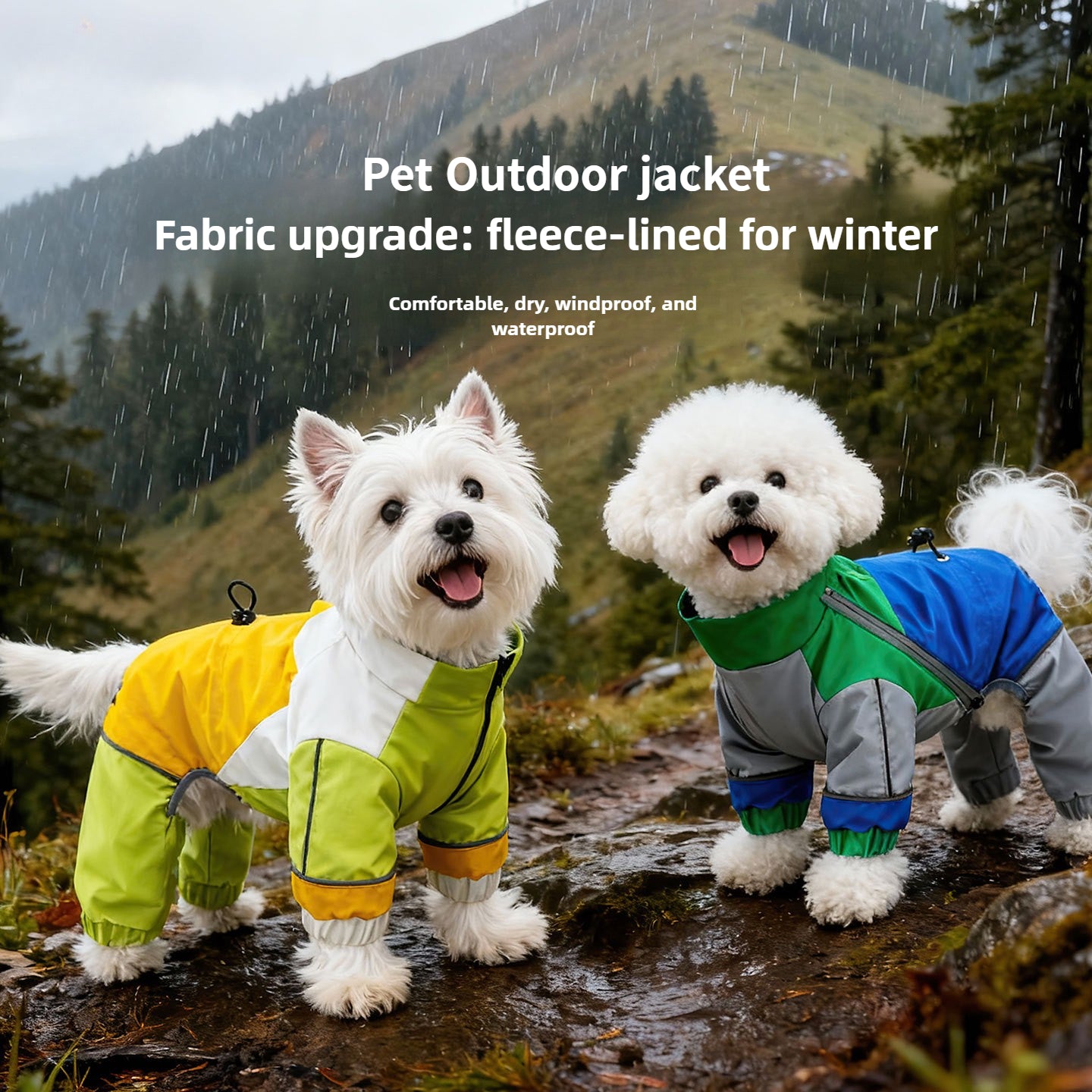 Dog Outdoor Jacket Raincoat, Waterproof and Windproof, Leash-compatible