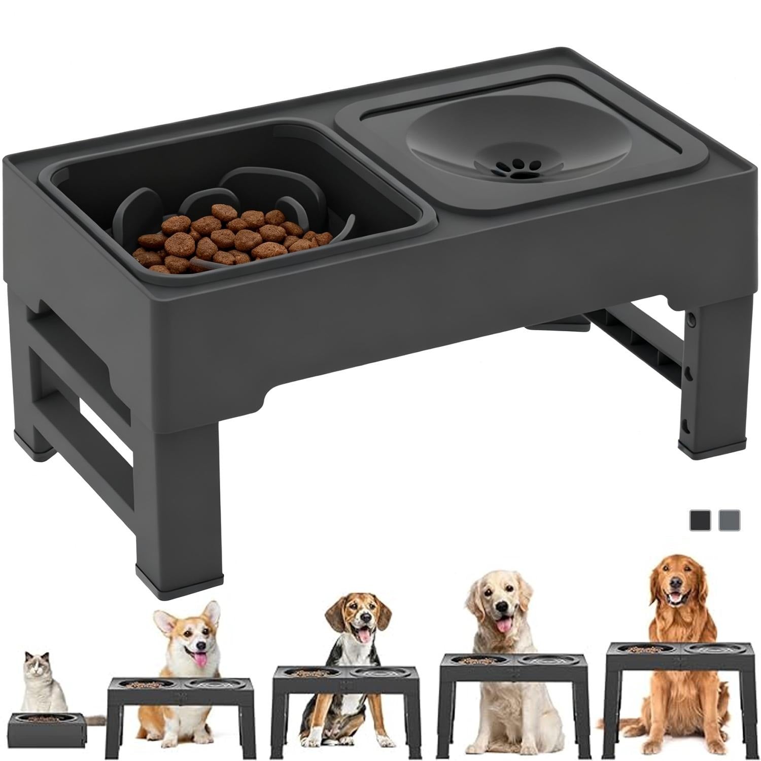 Adjustable Dog Bowls Slow Feeder 2 in 1