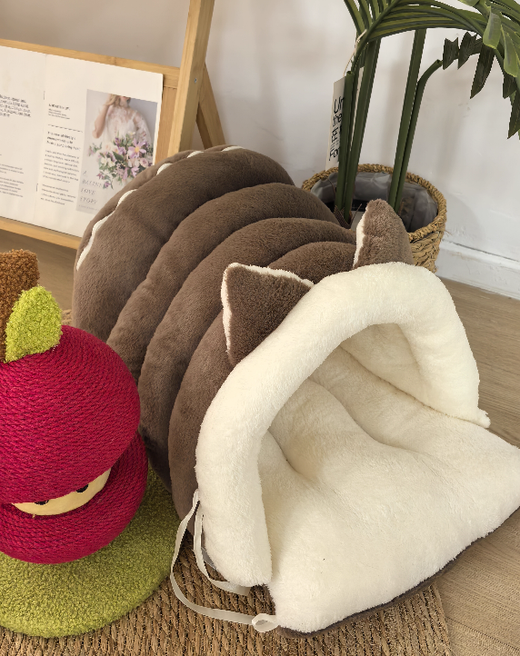 Pet Winter Warm Cave Bed With Cute Ears