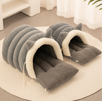 Pet Winter Warm Cave Bed With Cute Ears