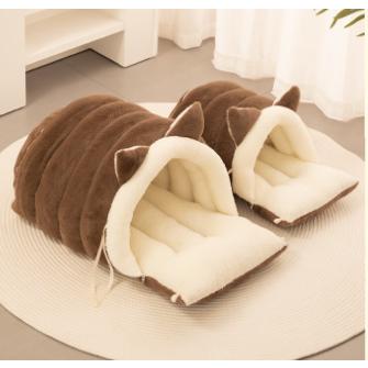 Pet Winter Warm Cave Bed With Cute Ears