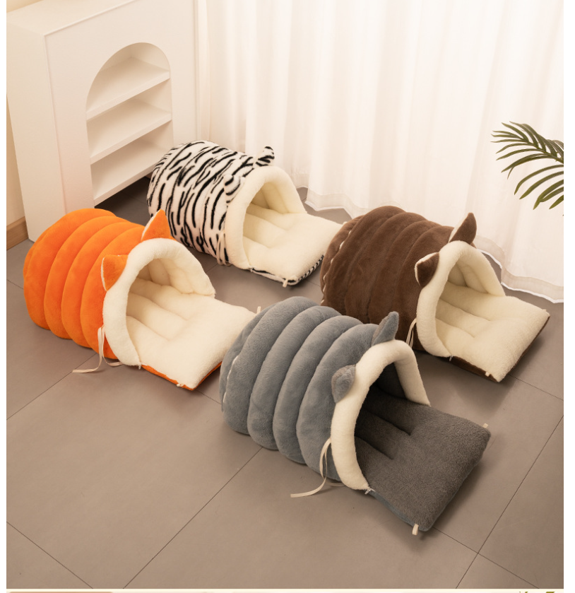 Pet Winter Warm Cave Bed With Cute Ears